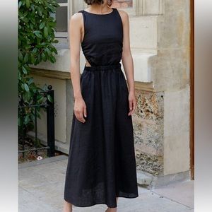 Pixie Market Beatrice black linen dress
